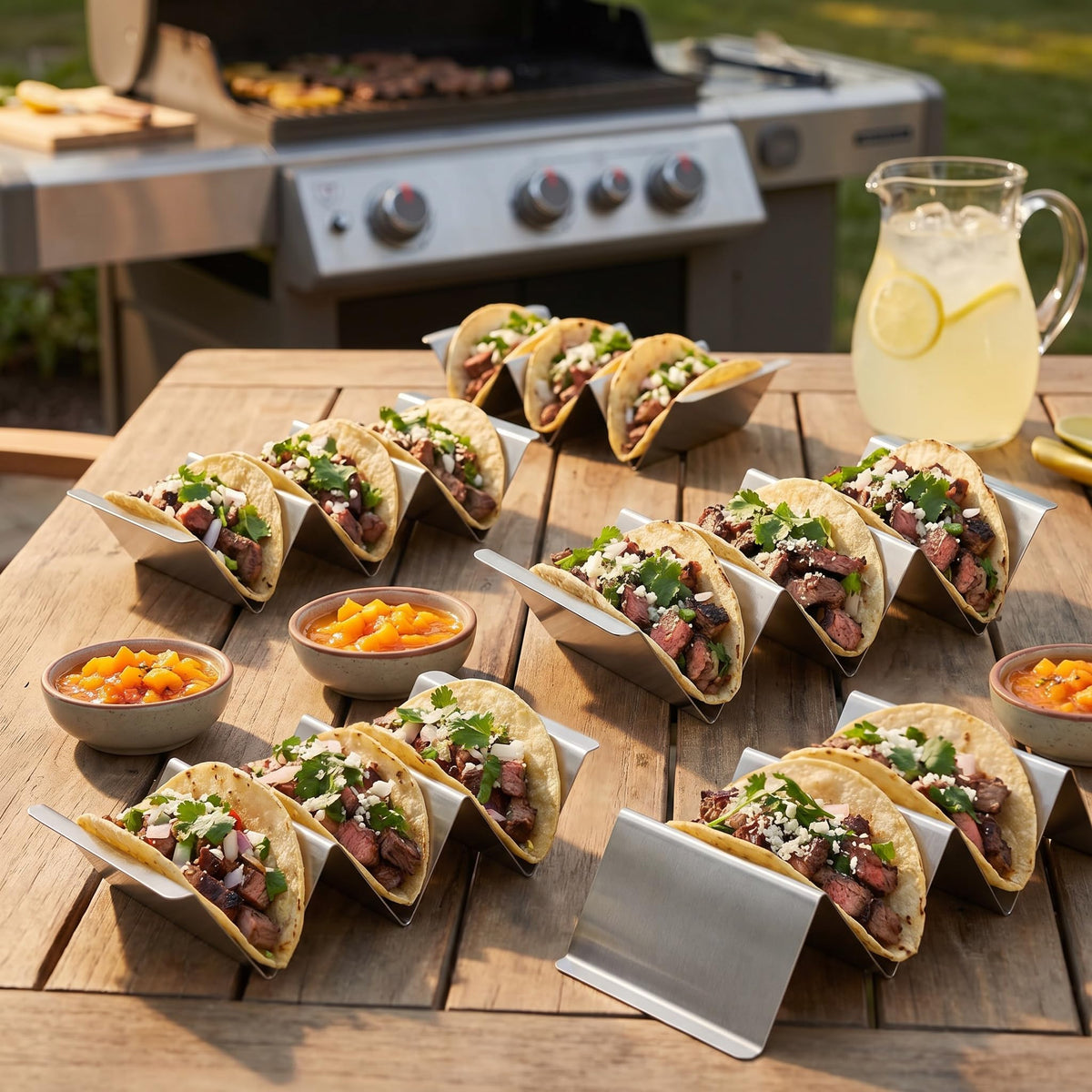Bekith Stainless Steel Taco Holder Stand, 6 Pack