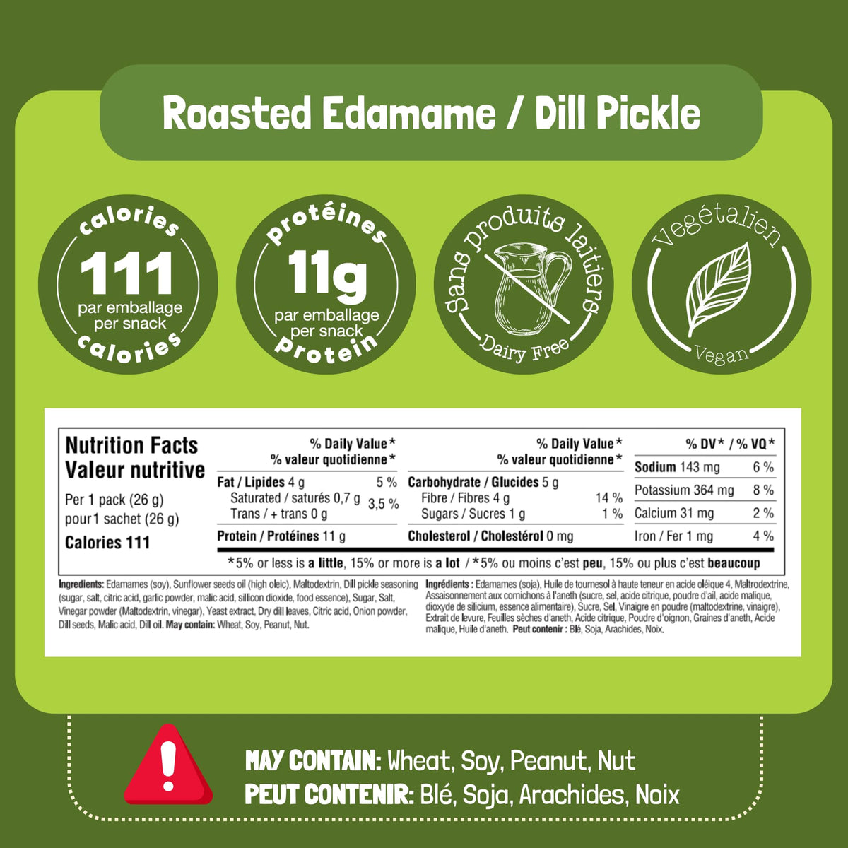 GoBeanz Crunchy Roasted Edamame, Dill Pickle, 20 x 26 g