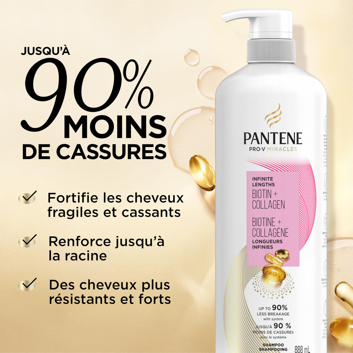Pantene Pro-V Infinite Lengths Biotin + Collagen Shampoo, 888 mL