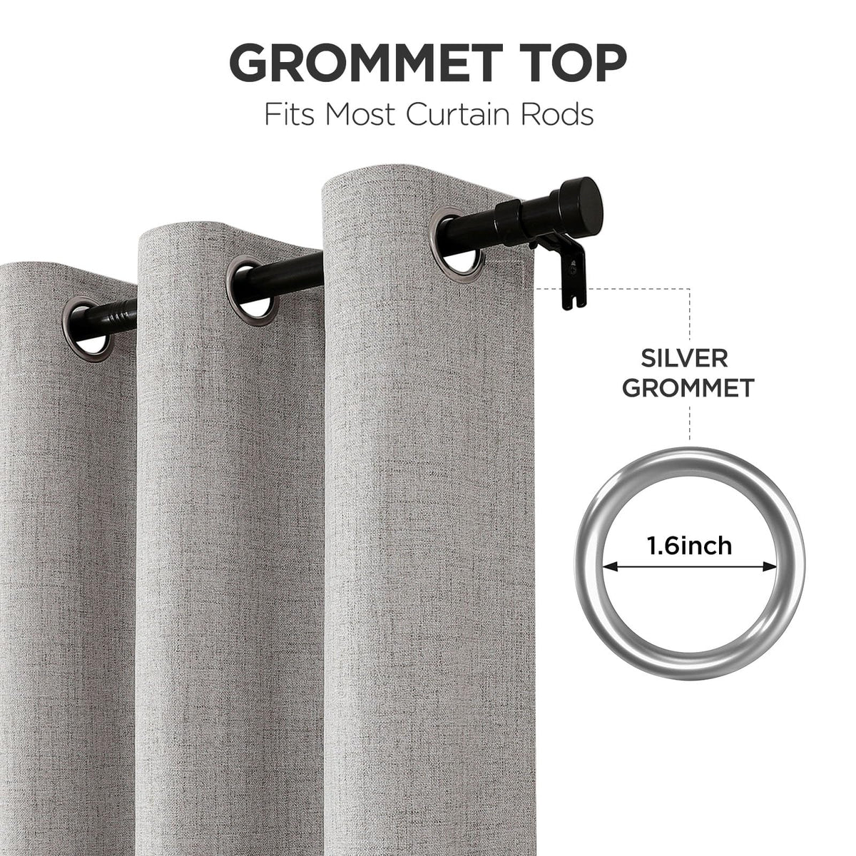 Joydeco Linen Blackout Curtains, 84" (2 Panels)