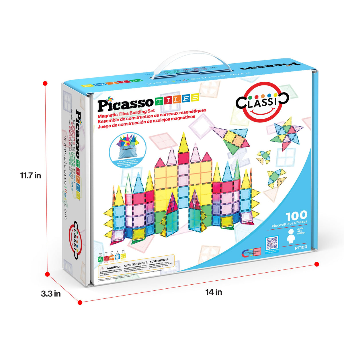PicassoTiles 100-Piece Magnetic Building Tiles Set