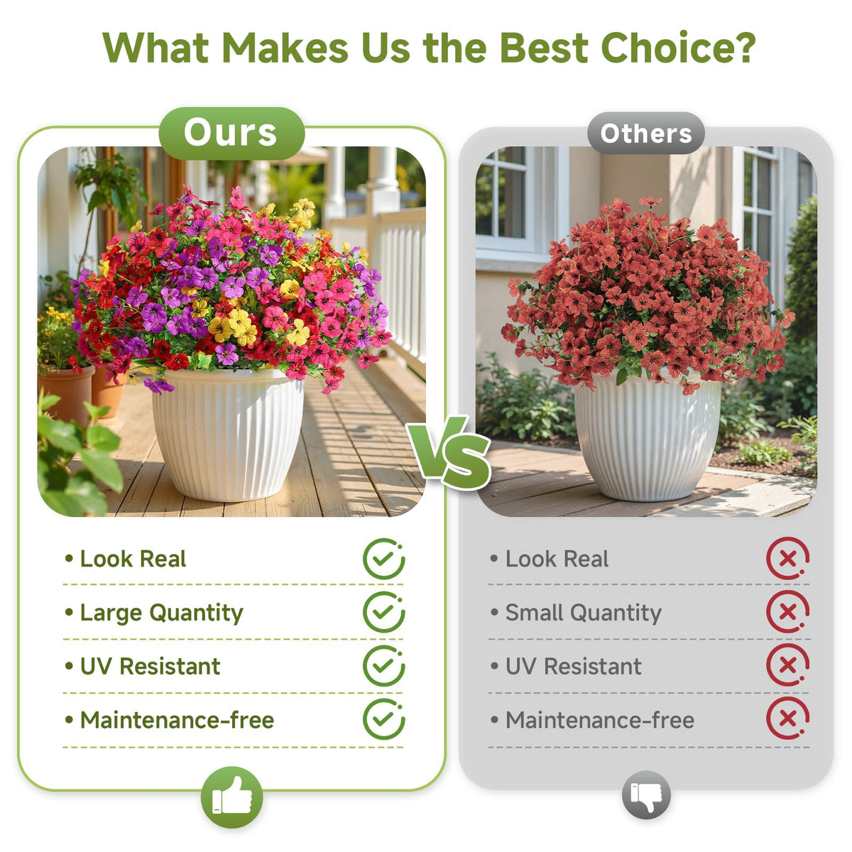 Alupssuc Artificial Flowers, UV Resistant, Mixed 4 Colors, 24 Bundles