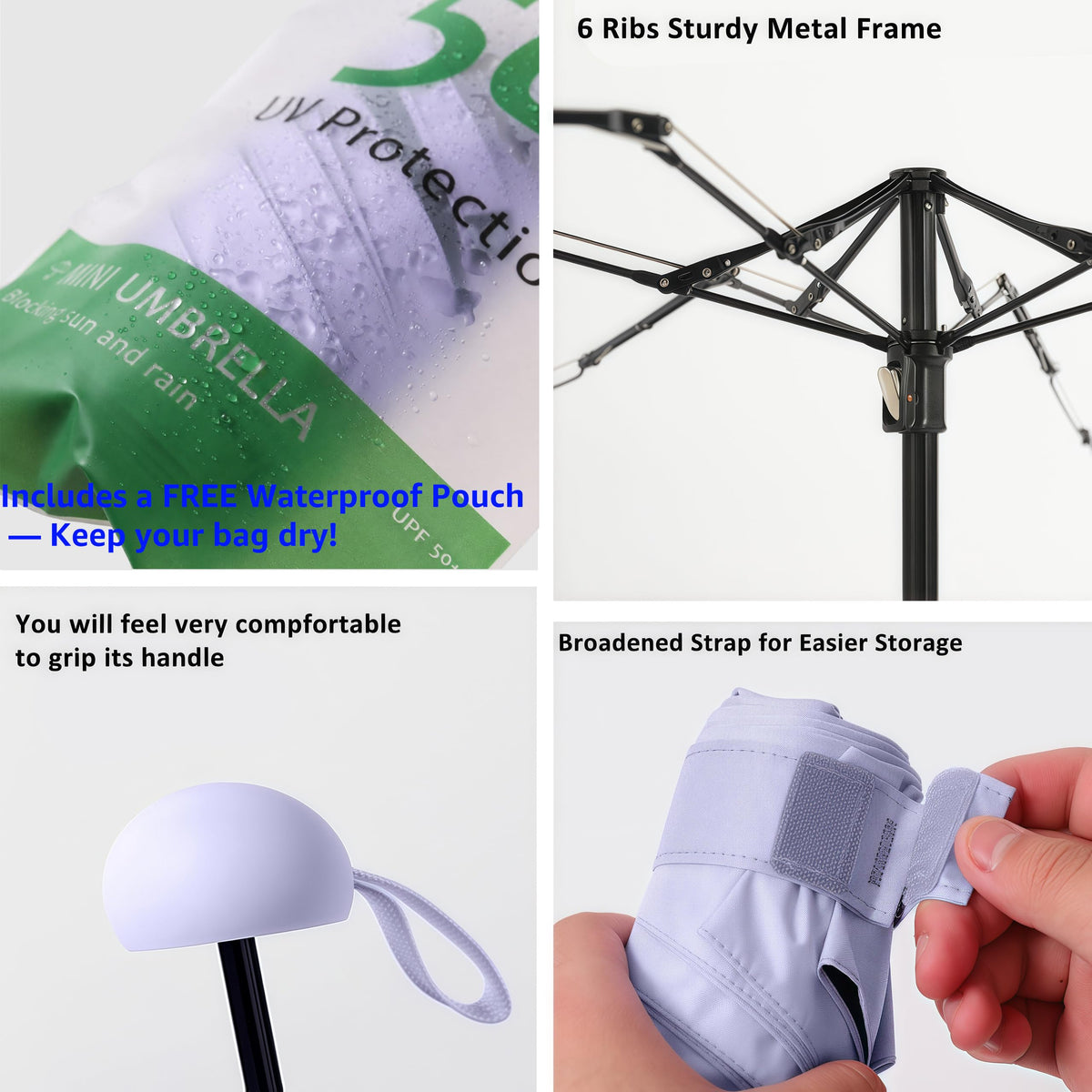 BAODINI Travel Mini Umbrella with Case, UV Protection