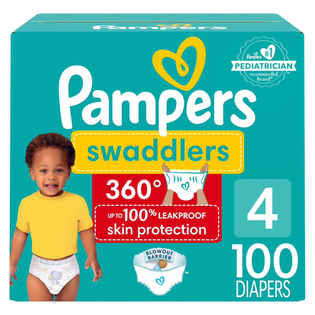 Pampers Swaddlers 360 Pull-On Diapers, Size 4, 100 Count
