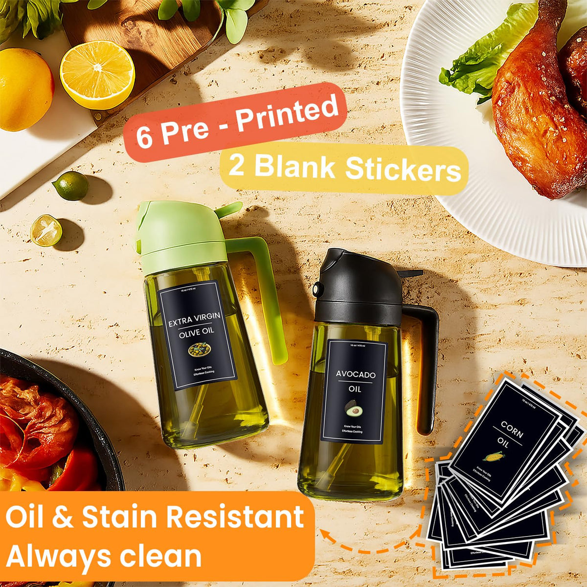 Cxinyi Glass Olive Oil Dispenser Bottle, 16 oz/470 ml, Black