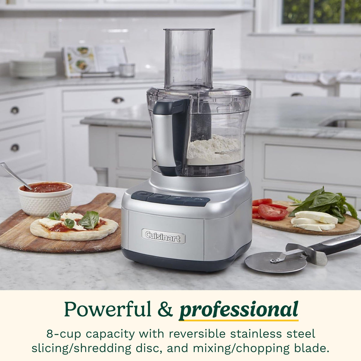Cuisinart Elemental 8-Cup (2L) Food Processor, 350W, Silver, FP-8SVEC