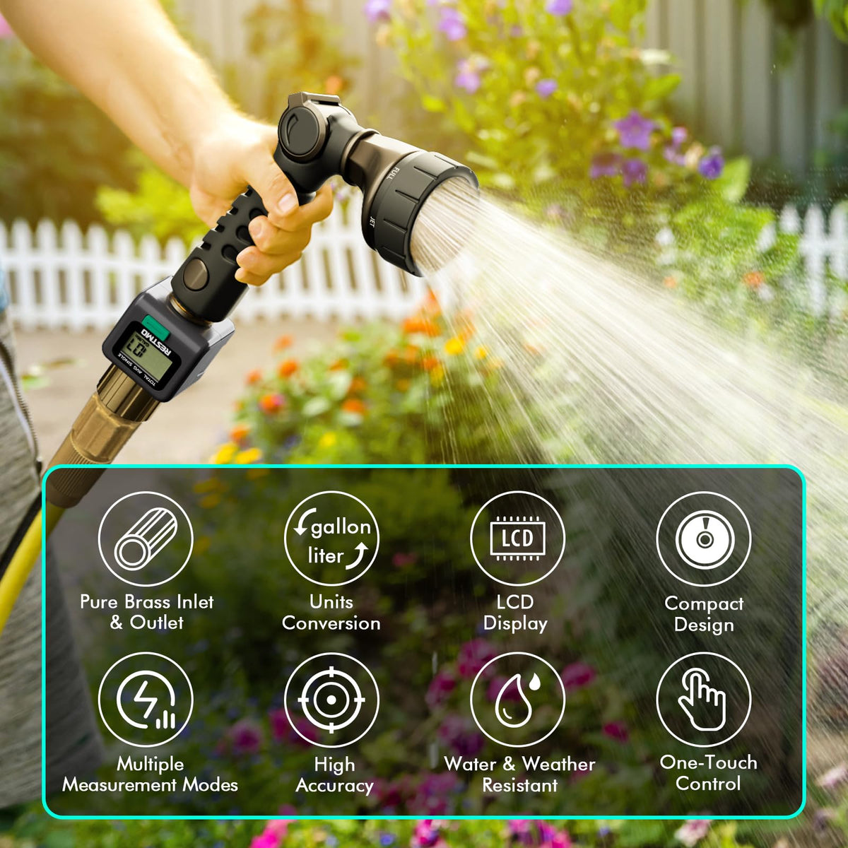 RESTMO Brass Water Flow Meter for Garden Hose