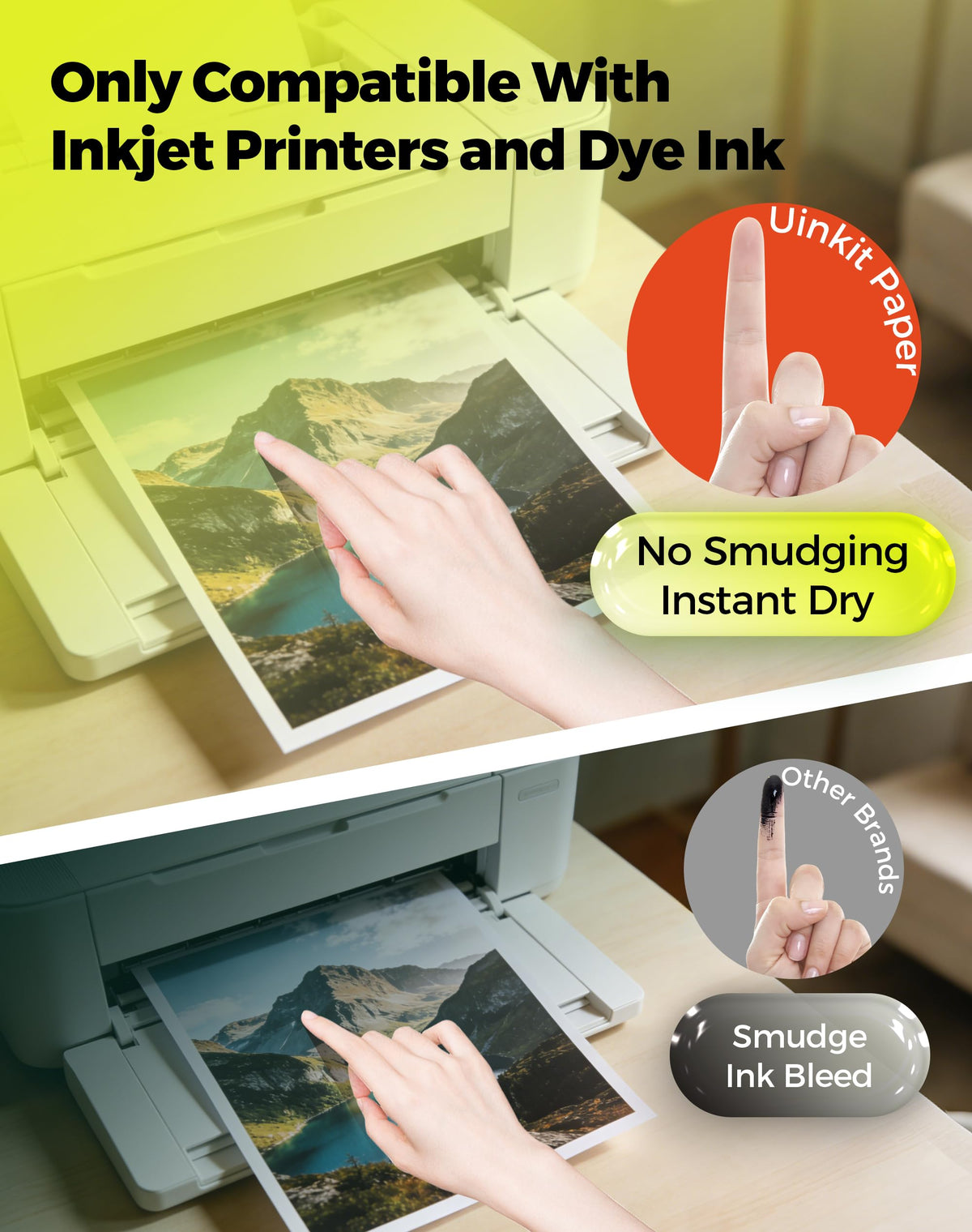 Uinkit Glossy Inkjet Photo Paper, 8.5" x 11", 100 Sheets