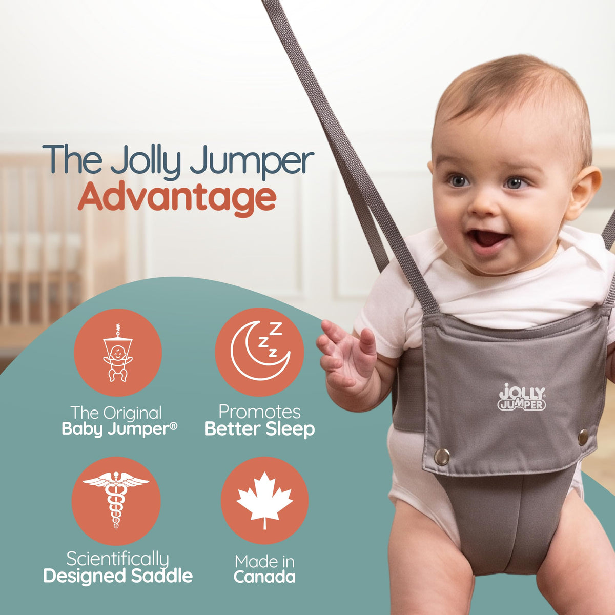 Jolly Jumper Classic Baby Jumper with Stand, Grey