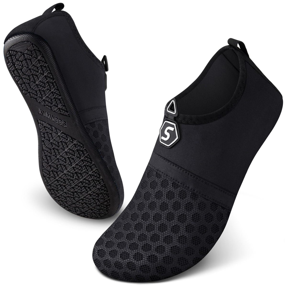 SEEKWAY SK001 Quick-Dry Water Shoes, Black, W 11.5-12.5 / M 10.5-11.5