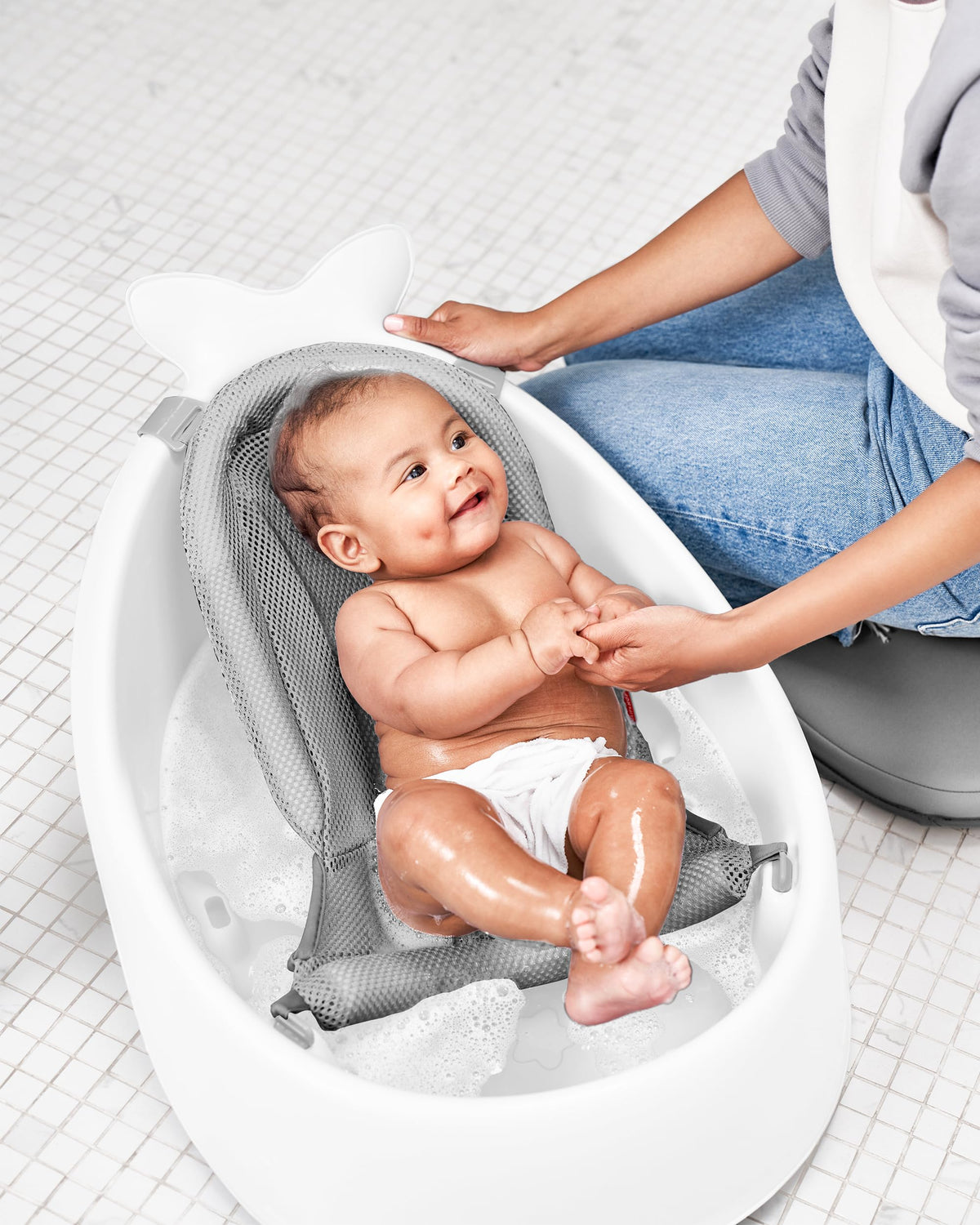 Skip Hop Moby 3-Stage Smart Sling Infant Bath Tub, White