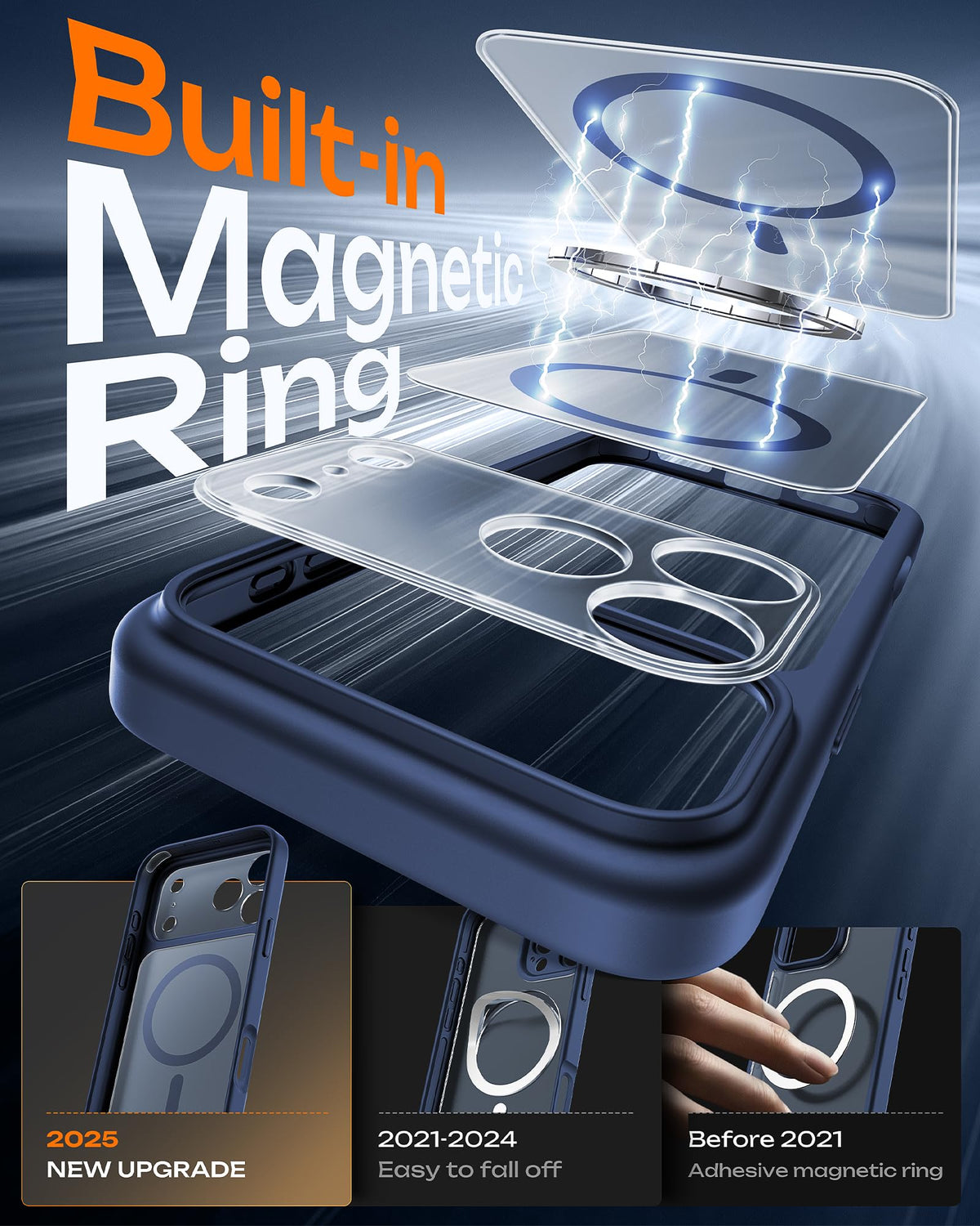 TOCOL Magnetic Case for iPhone 17 Pro, 6.3 inch, Dark Blue