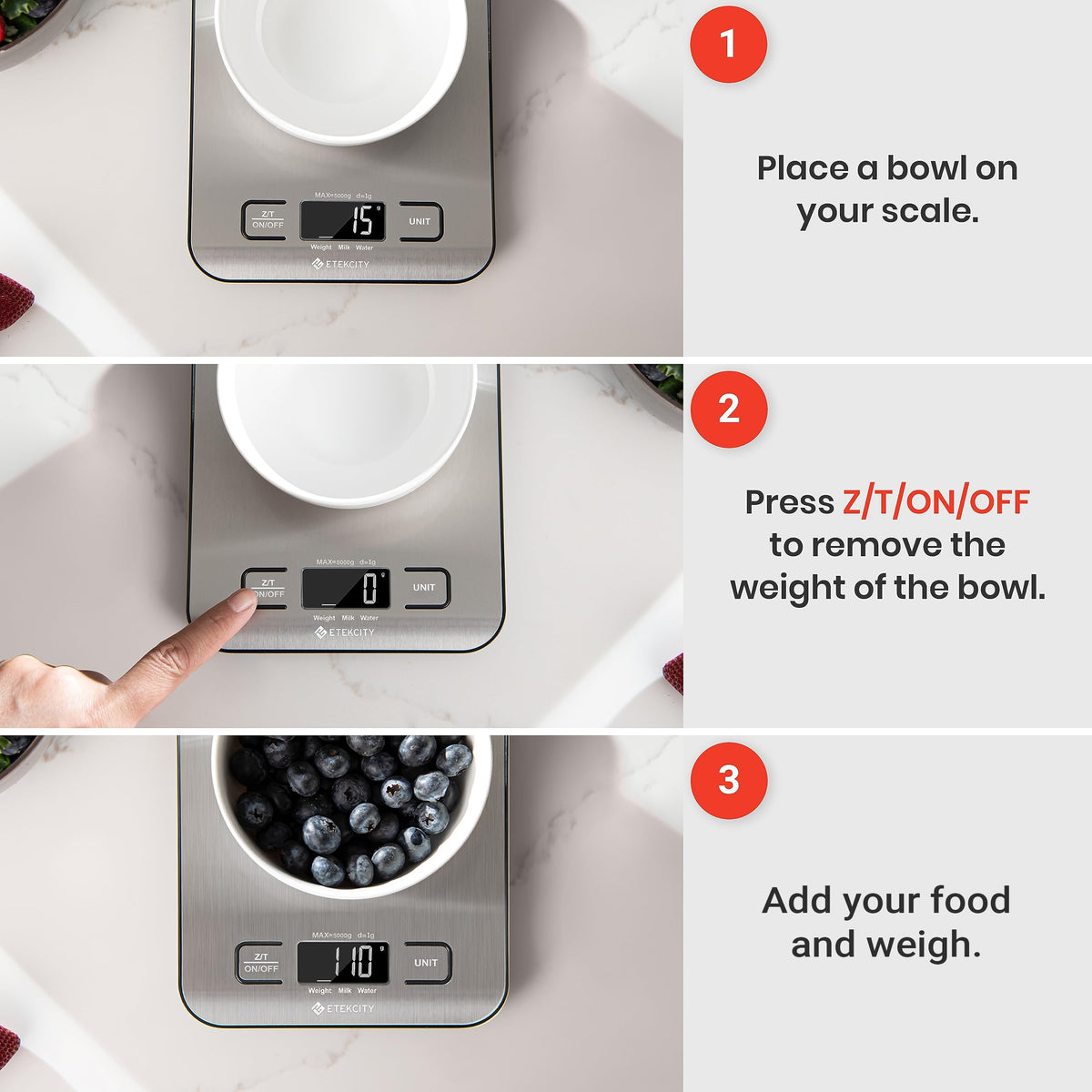 Etekcity Digital Kitchen Scale, Small, Stainless Steel