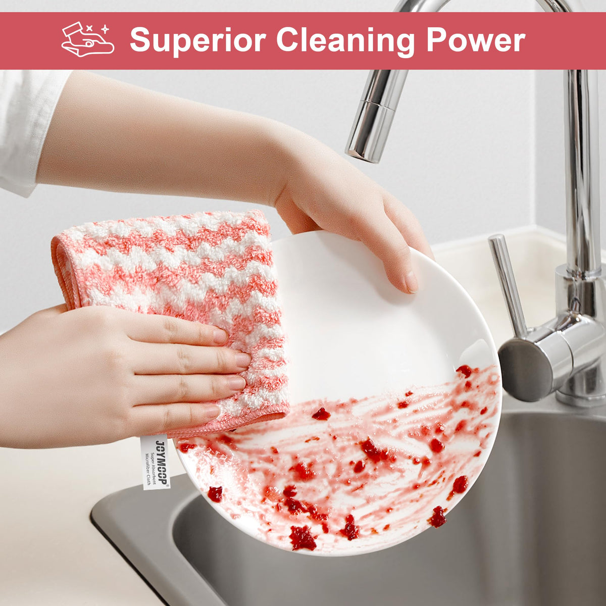 JOYMOOP Microfiber Cleaning Cloths, 18 Pack, 10 x 10 inch