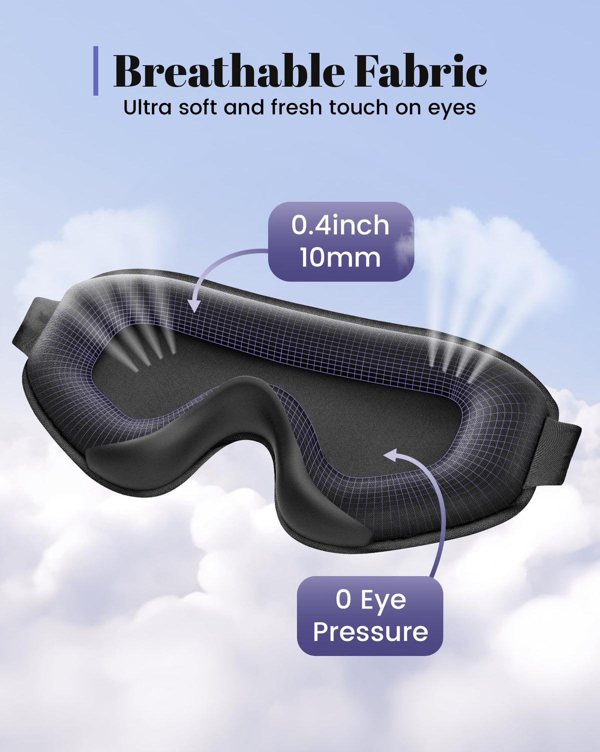 WAOAW 3D Contoured Blackout Sleep Mask, Black