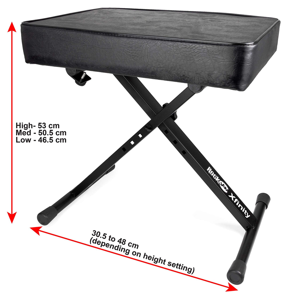 RockJam KB100 Adjustable Padded Keyboard Bench, Black