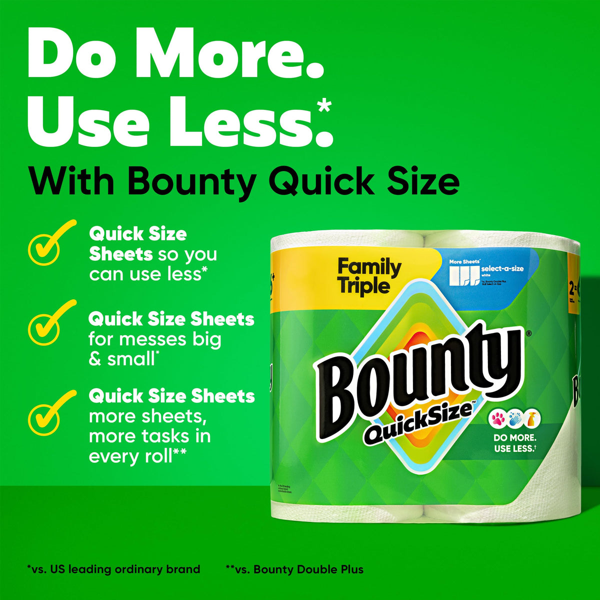 Bounty Quick Size Paper Towels, White, 6 Family Triple Rolls