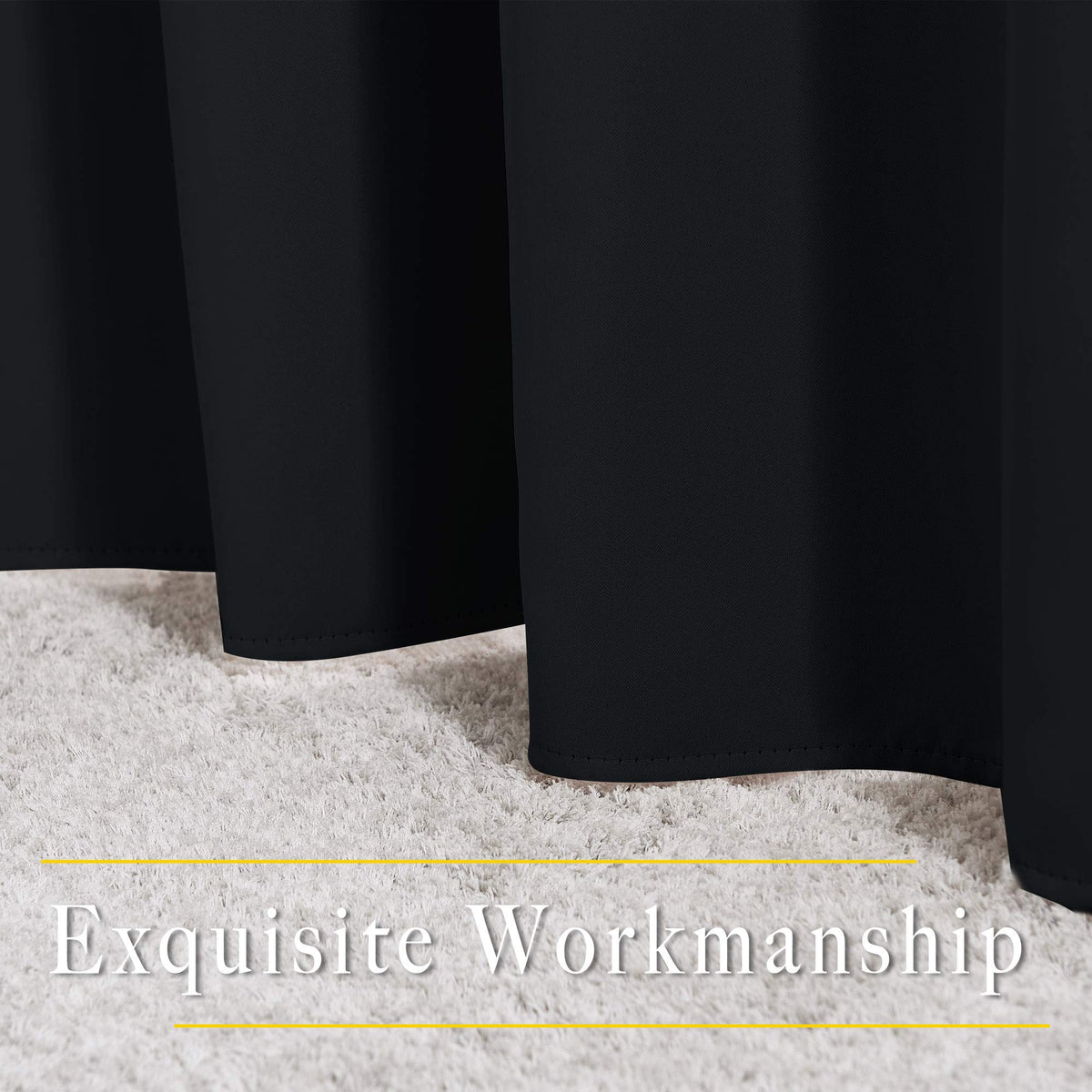 NICETOWN Blackout Grommet Curtains, 52 x 84 in, Black, 2 Panels