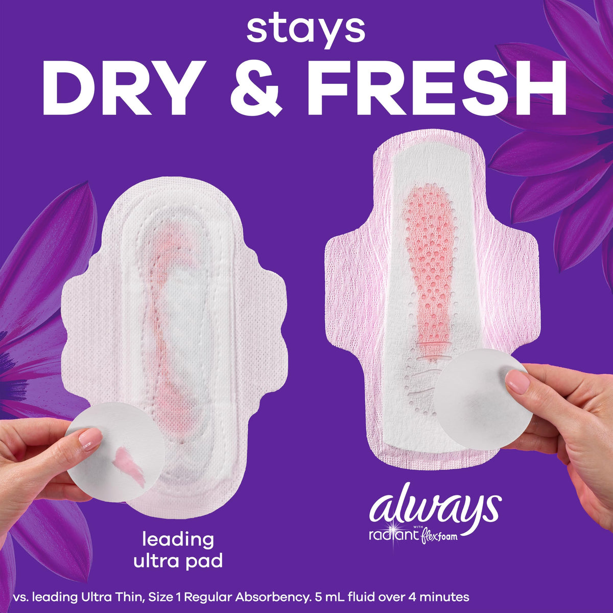 Always Radiant FlexFoam Overnight Pads, Size 5, Extra Heavy, 54 Count