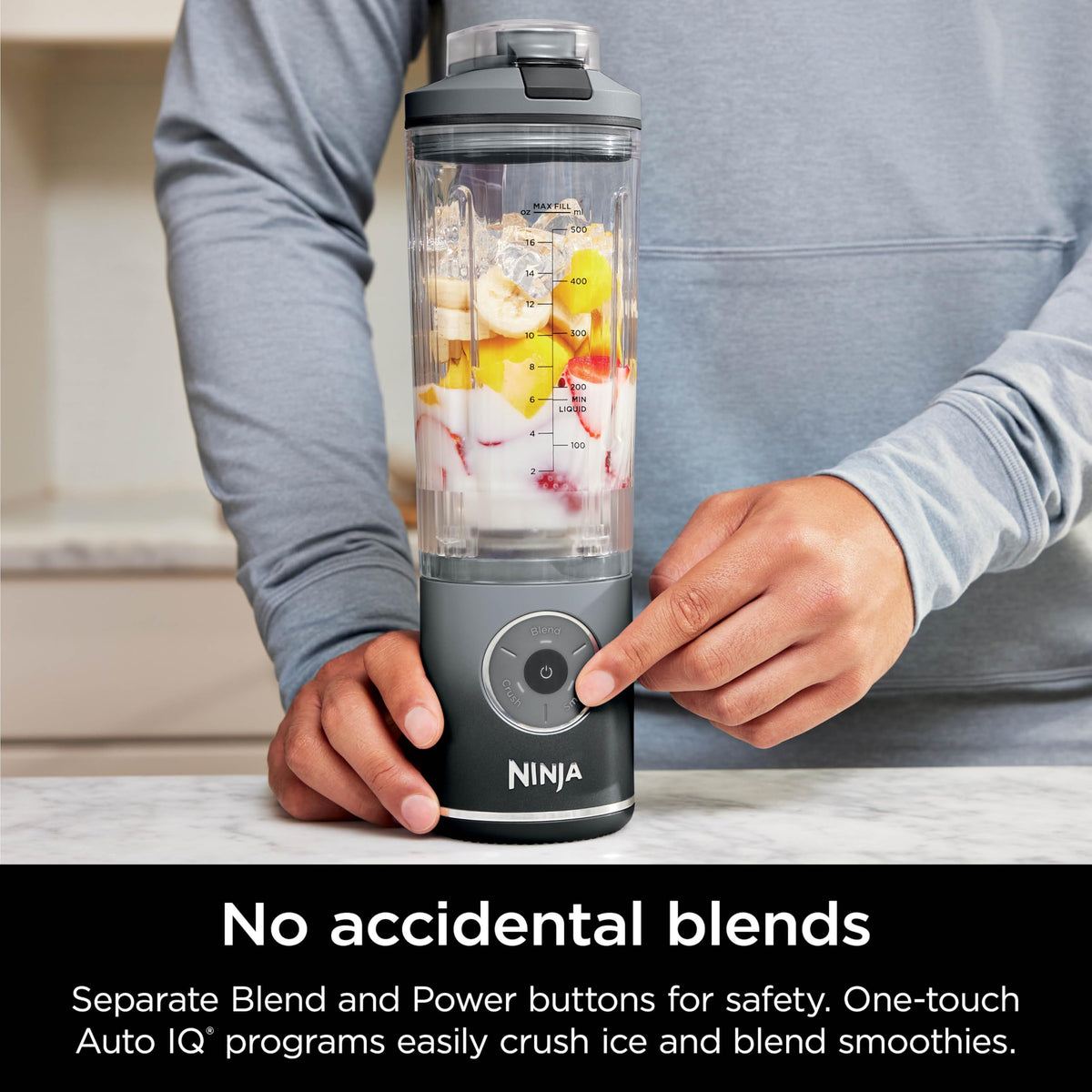 Ninja Blast Max Cordless Portable Blender BC251CGY, Grey, 650 ml