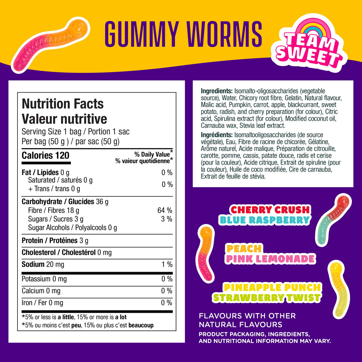 SmartSweets Gummy Worms Low Sugar Candy, 50g, 12 Pack