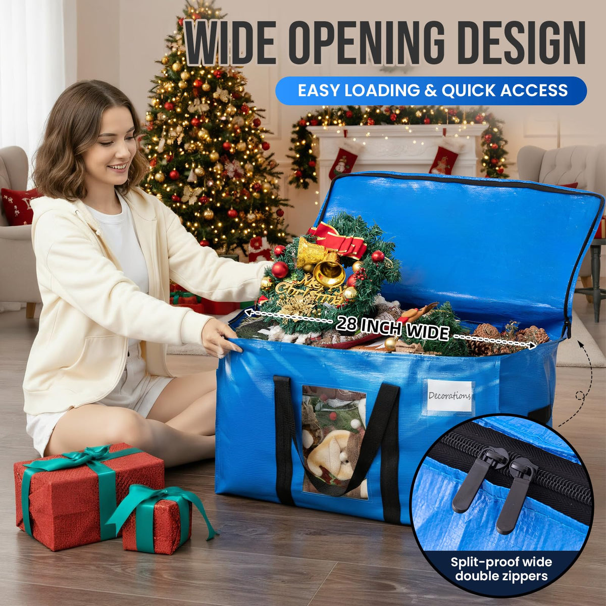 Taili Extra Large Moving Bags with Window, Blue, 4 Pack