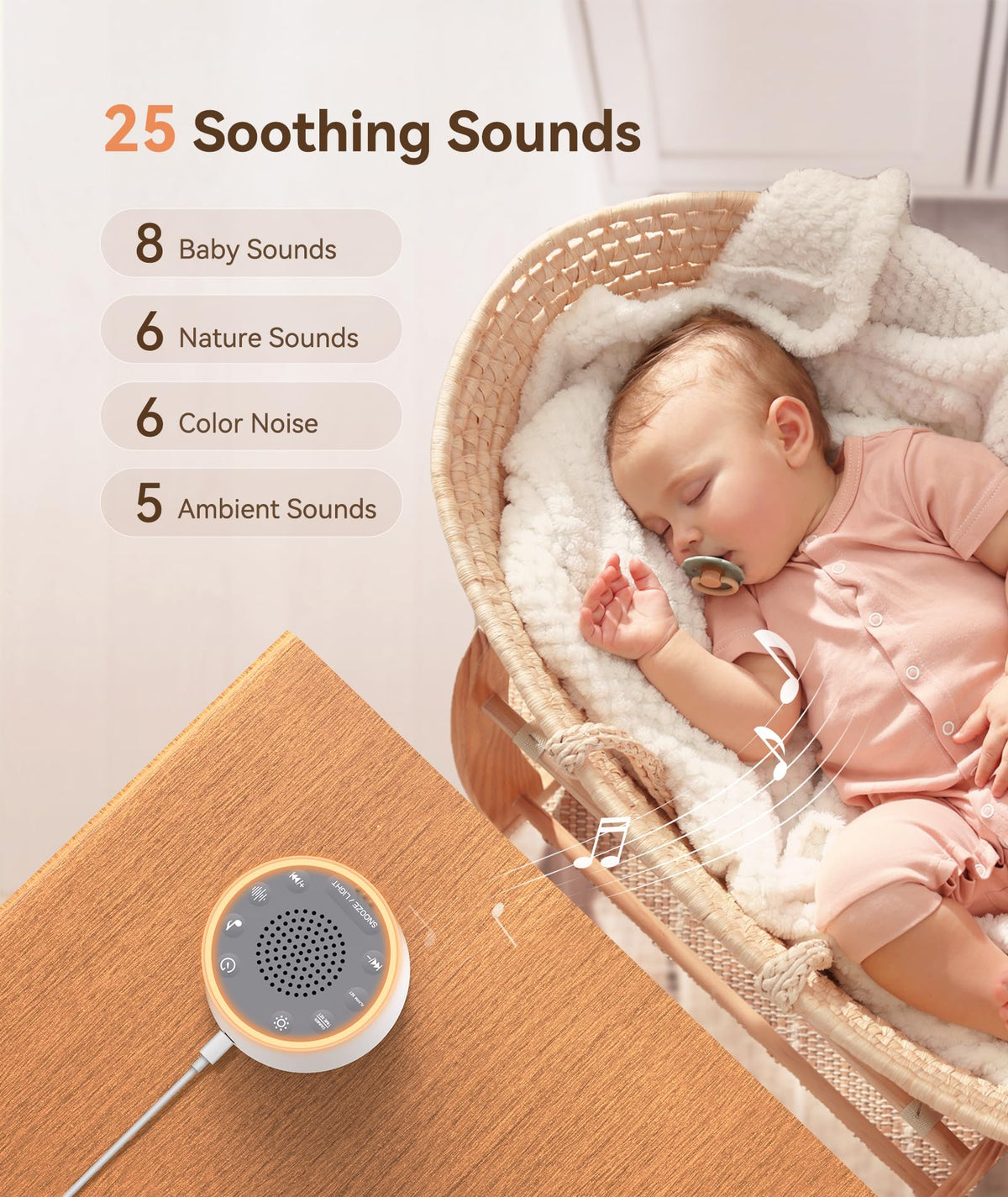 Dreamegg D1 Nova Sound Machine and Alarm Clock with 25 Sounds