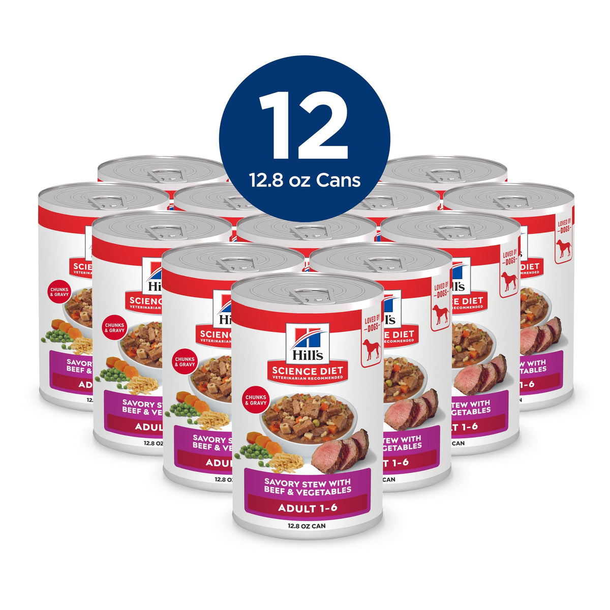 Hill's Science Diet Adult Dog Food, Beef Stew, 12 x 12.8 oz