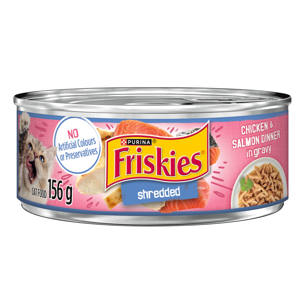 Friskies Shredded Chicken & Salmon Dinner Wet Cat Food, 156g, 24 Pack