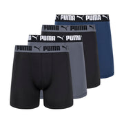 Puma Men's 4 Pack Stretch Boxer Briefs, Blue/Black/Gray, X-Large