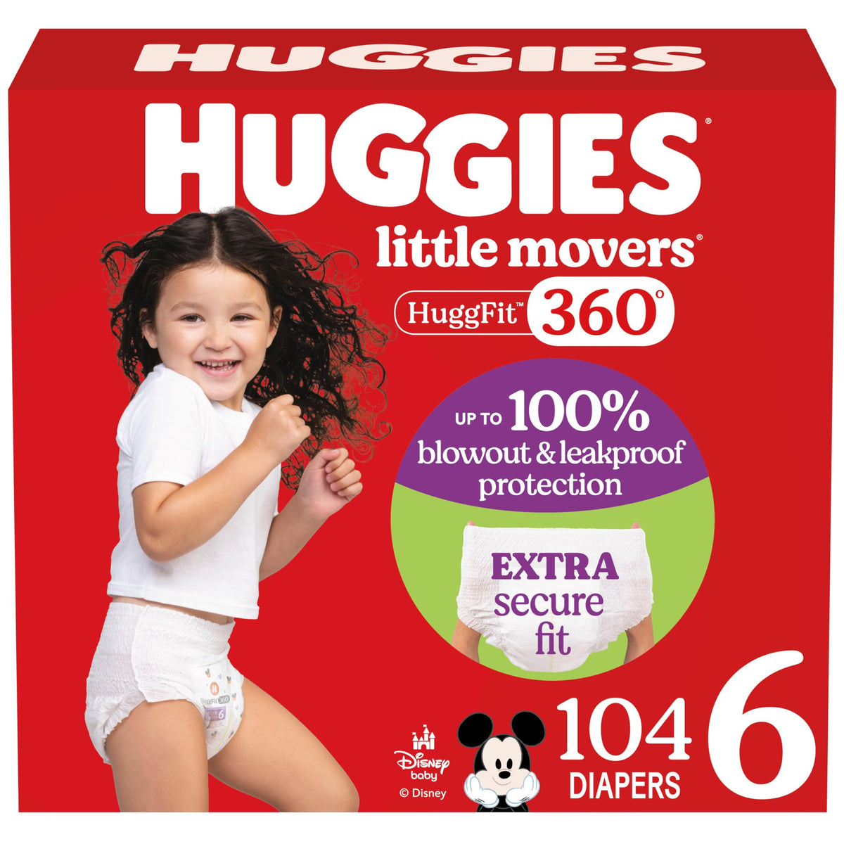 Huggies Little Movers Diapers, Size 6 (35+ lbs), 104 Count