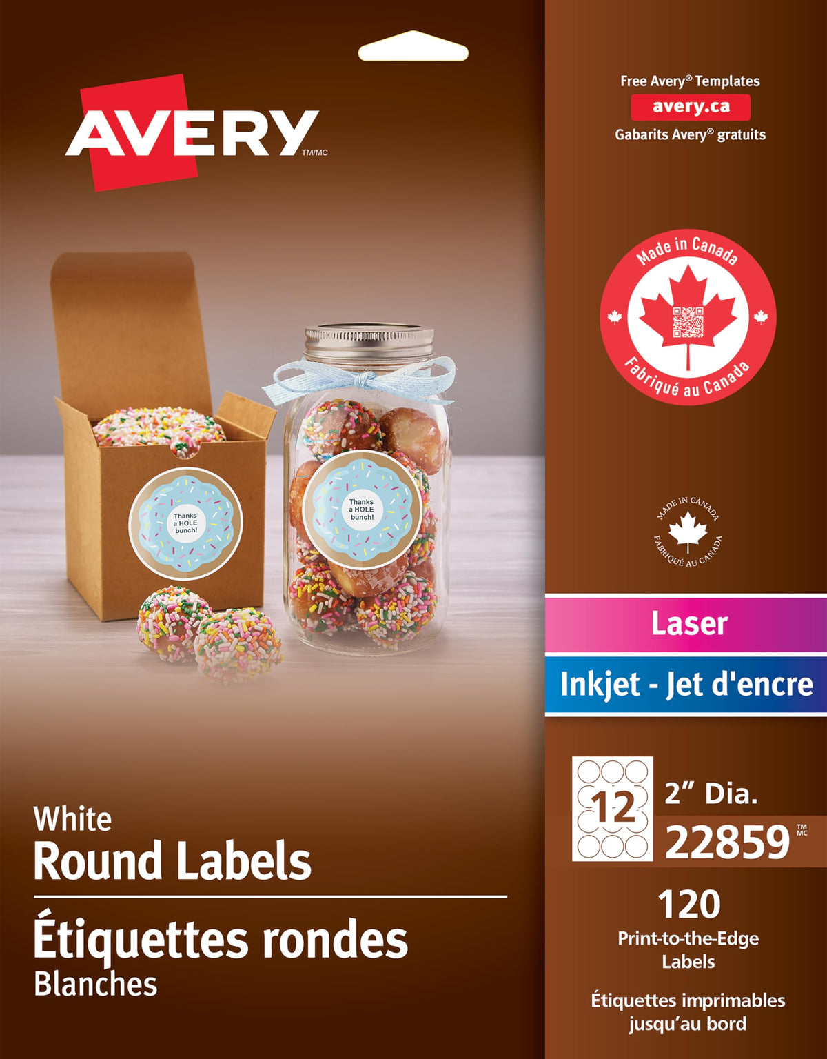 Avery Matte White Round Labels, 2", 120 Labels, 22859