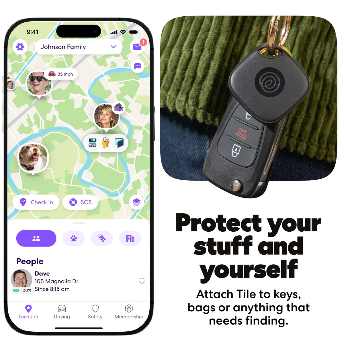 Life360 Tile Bluetooth Tracker and Item Locator, Black, 1 Pack