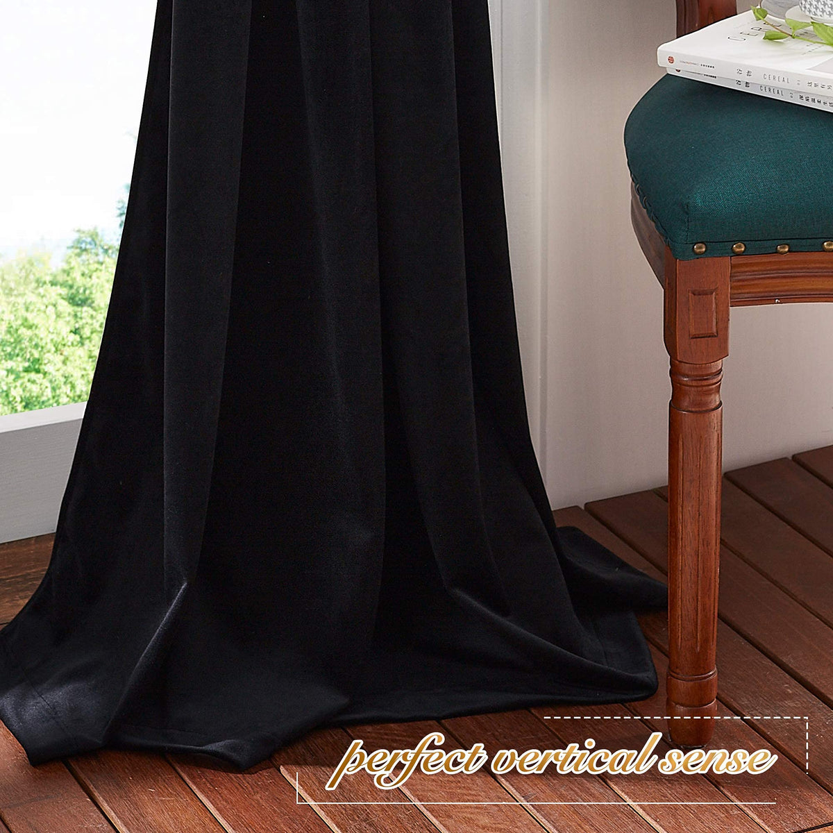 NICETOWN Black Velvet Curtains, 2 Panels, 52 x 84 Inch