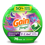 Gain Flings Laundry Detergent Pacs, Moonlight Breeze, 76 Count