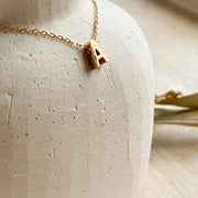 Agaveh Simple Letter Necklace, Gold Plated