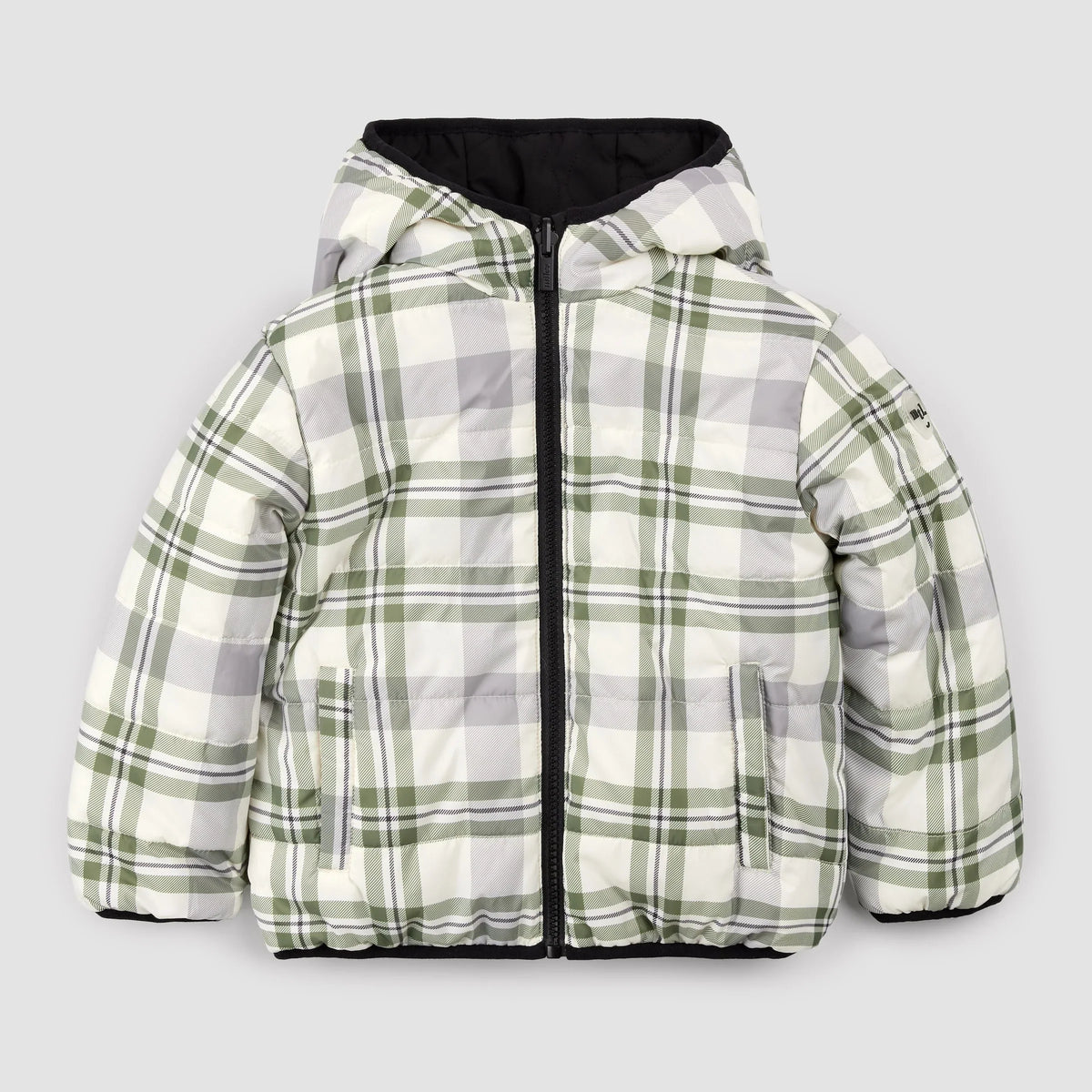 Miles The Label Reversible Jacket, Winter Moss Plaid on Black