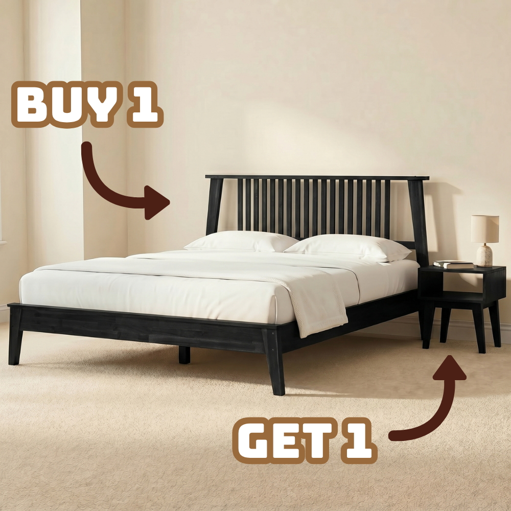 Kaylin Solid Wood Bed Frame and Nightstand Set