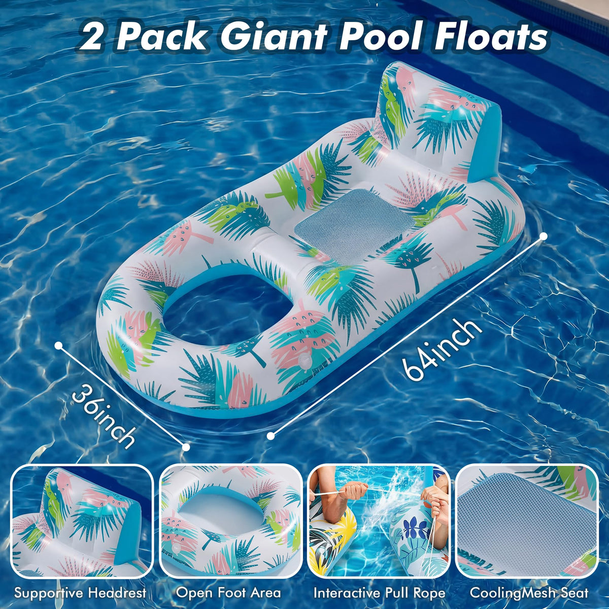 cngg v Inflatable Pool Float for Adults, 2 Pack