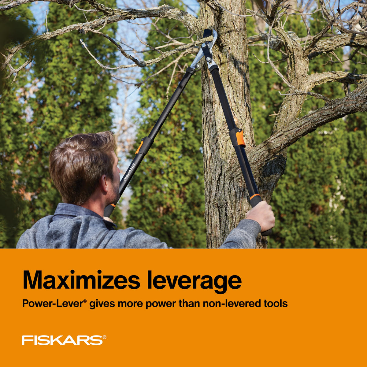 Fiskars Power-Lever Extendable Lopper, 25"-37", Black & Orange