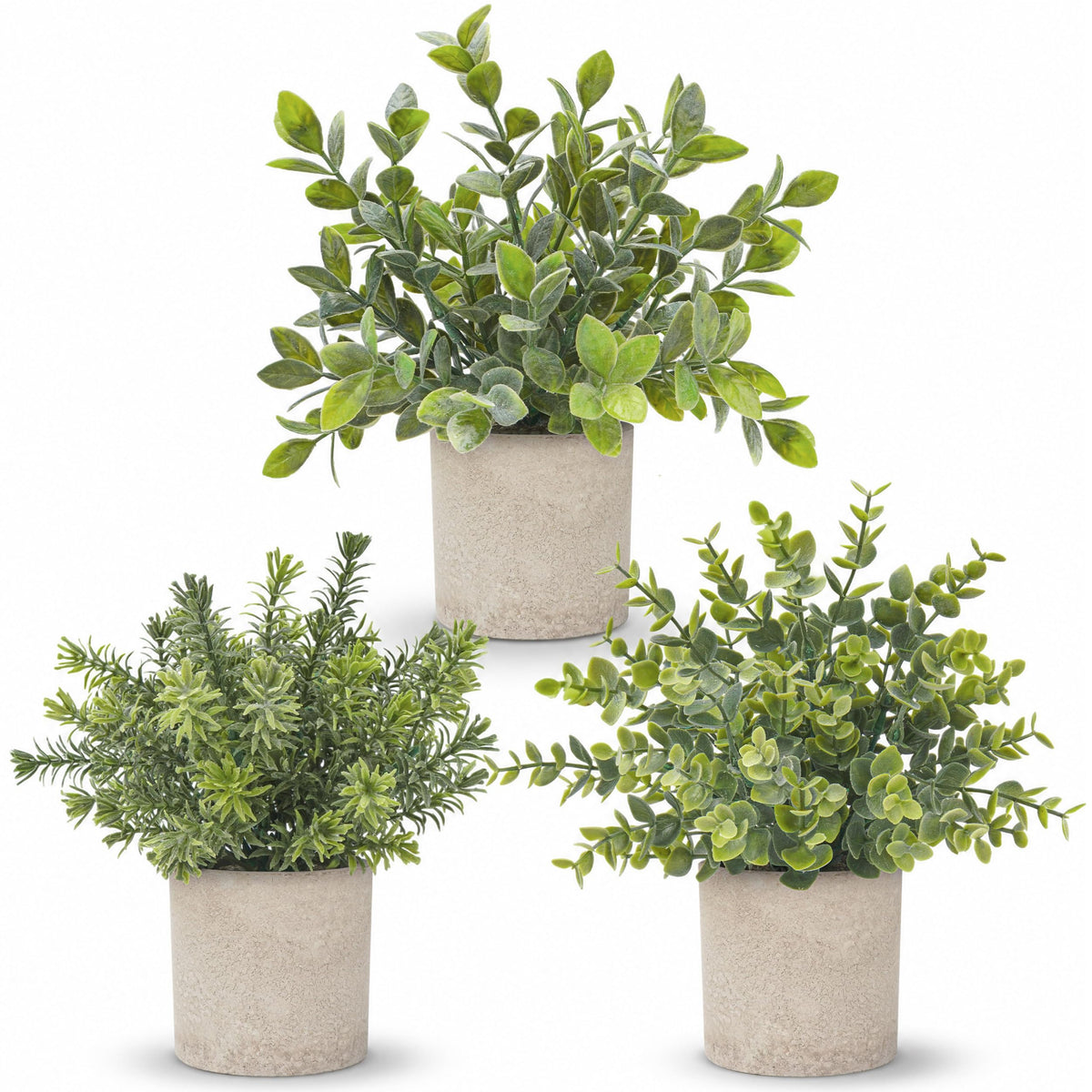 Der Rose 3-Pack Mini Potted Artificial Eucalyptus Plants