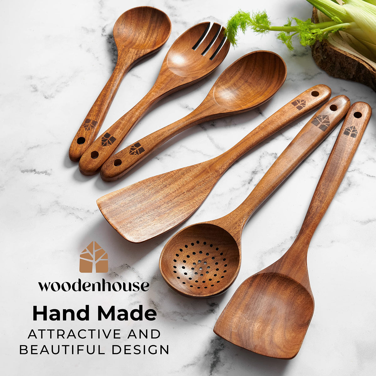 Teak Wood Cooking Utensil Set (6 Pieces)