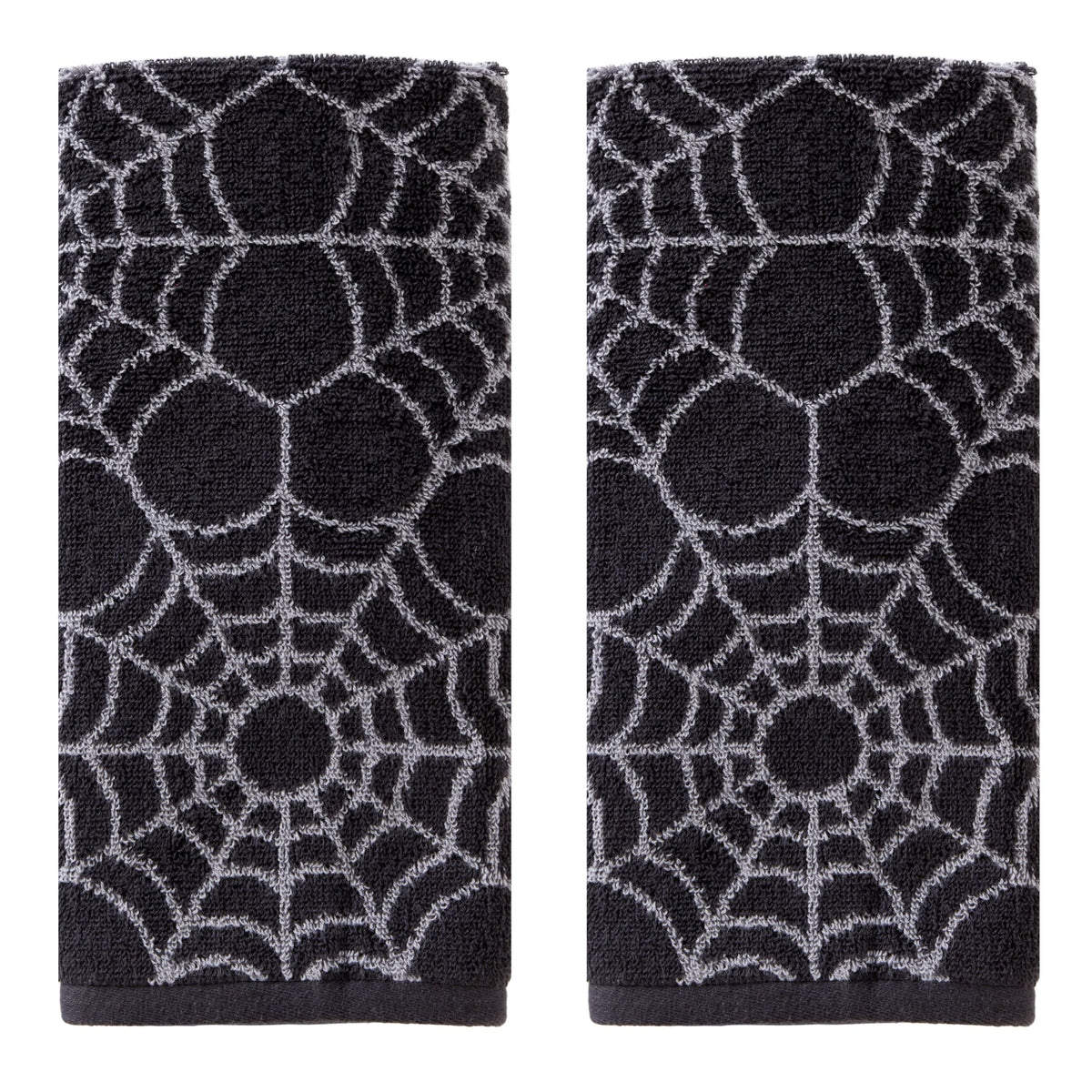 SKL Home Spider Web Cotton Jacquard Hand Towel Set, 2 pc, Black