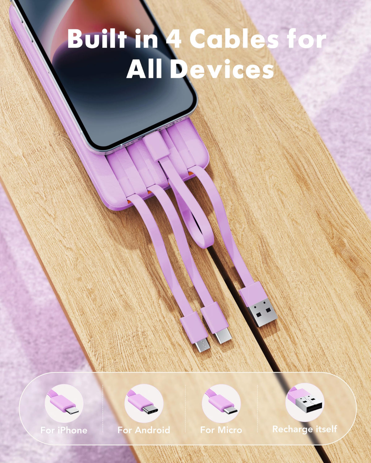 Charmast Slim Portable Charger, 10000mAh, Purple