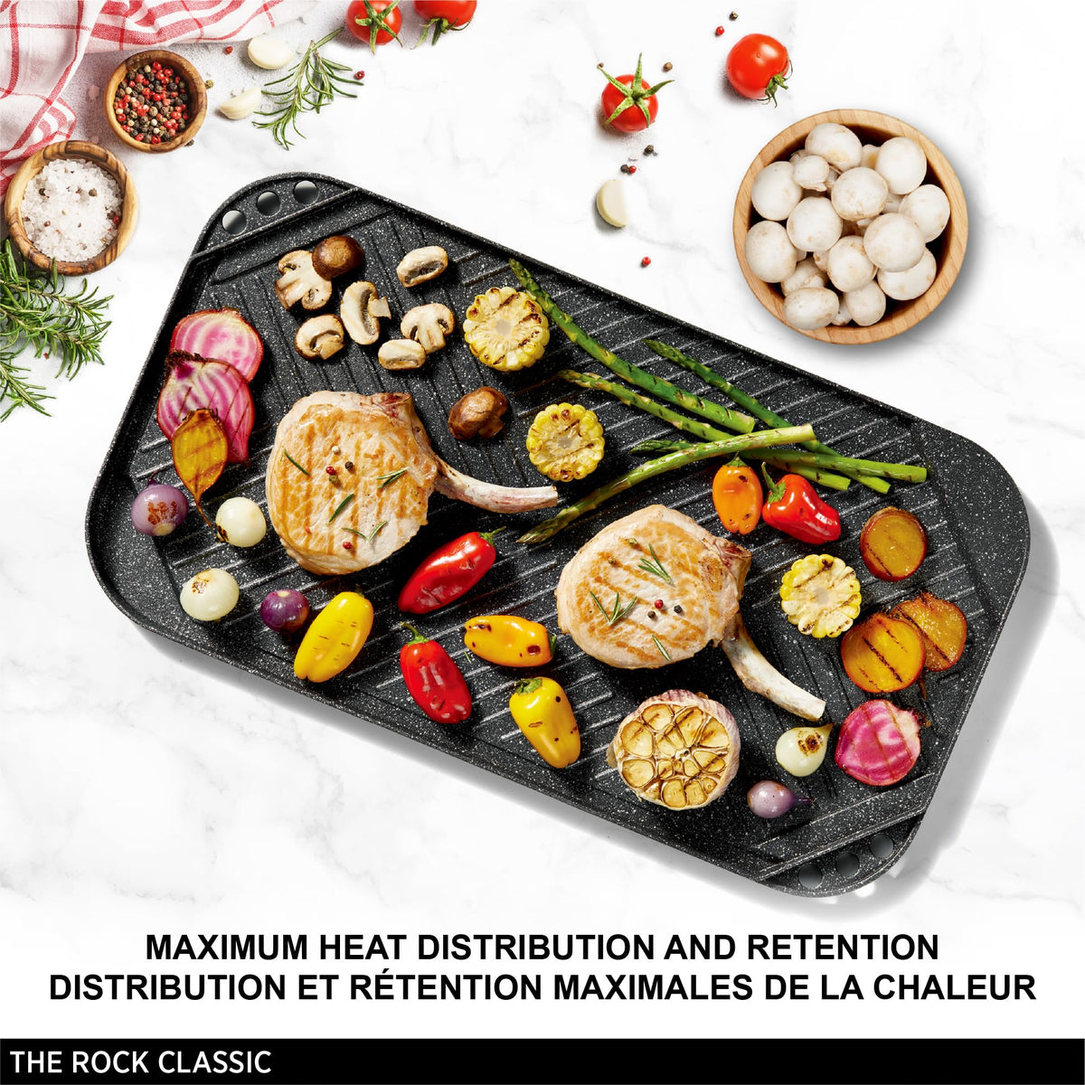 Starfrit The Rock Reversible Grill and Griddle, 50 x 28 cm, Black