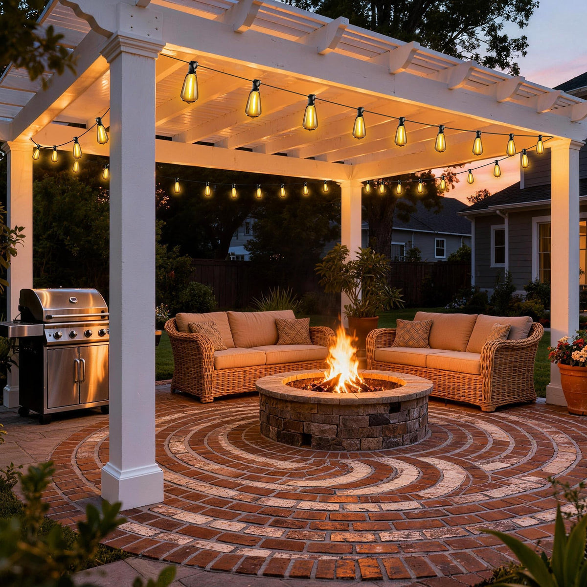 Lomotech Outdoor String Lights, 50Ft, Edison Bulbs, Warm White