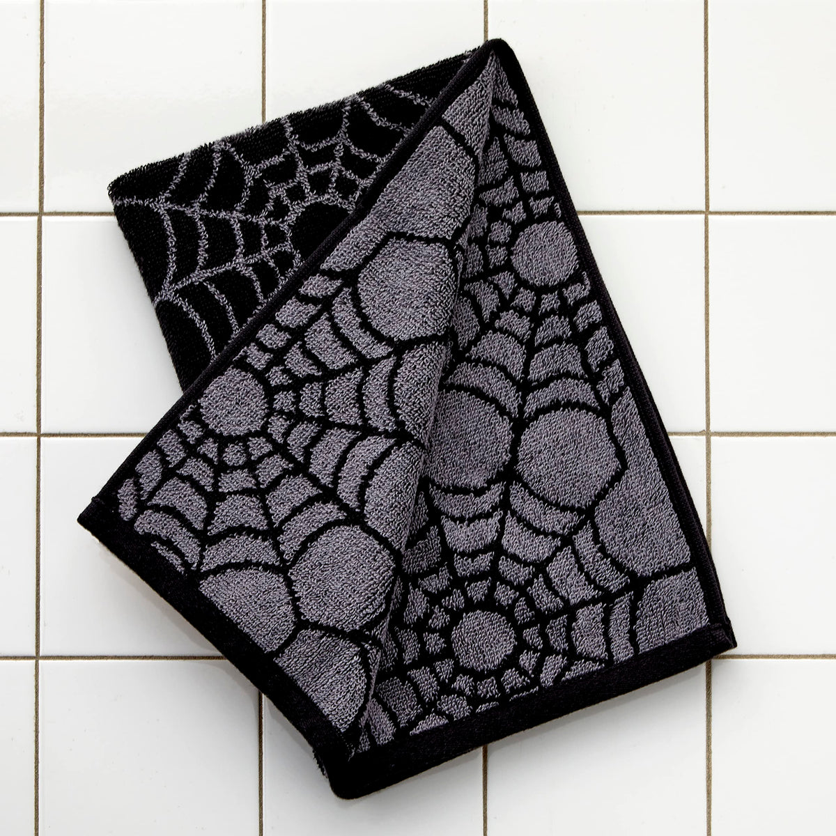 SKL Home Spider Web Cotton Jacquard Hand Towel Set, 2 pc, Black