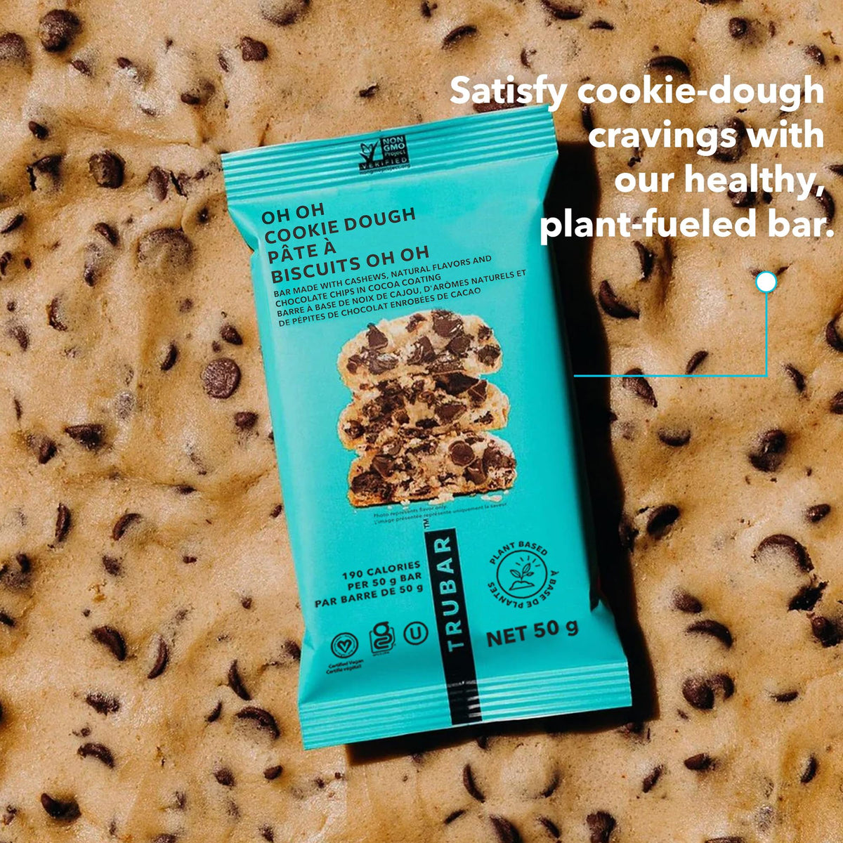 TRUBAR Vegan Protein Bars, Oh Oh Cookie Dough, 12 Count