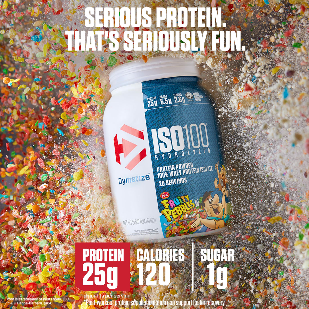 Dymatize ISO100 Whey Protein Powder, Fruity Pebbles, 20 Servings