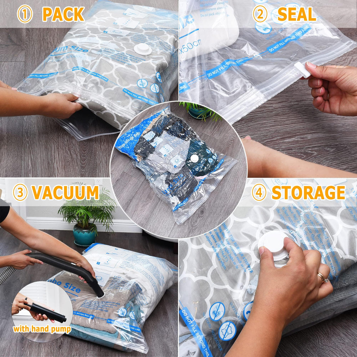MEIQIHOME Large Vacuum Storage Bags, 32 x 24 in, 6 Pack